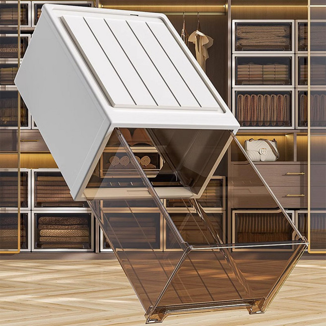 보리보 리빙박스 플라스틱 옷장 수납정리함, 1개, 브라운