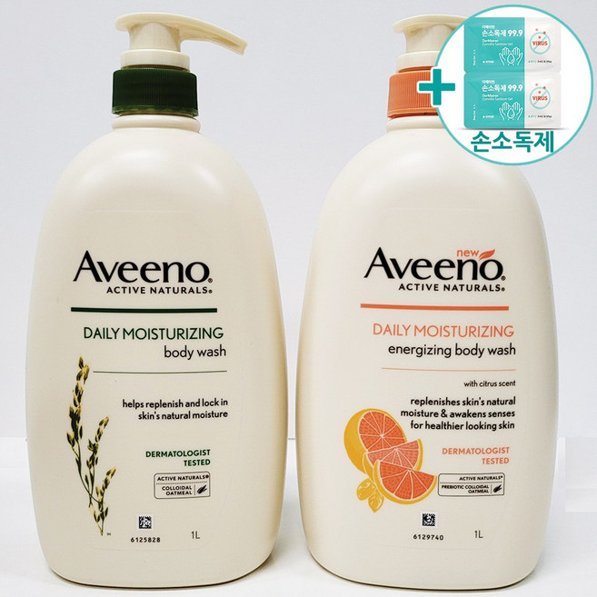 코스트코 AVEENO 아비노 바디워시 1000ML 2개 세트 오트밀/자몽 + 사은품, 오트밀+자몽향, 1L