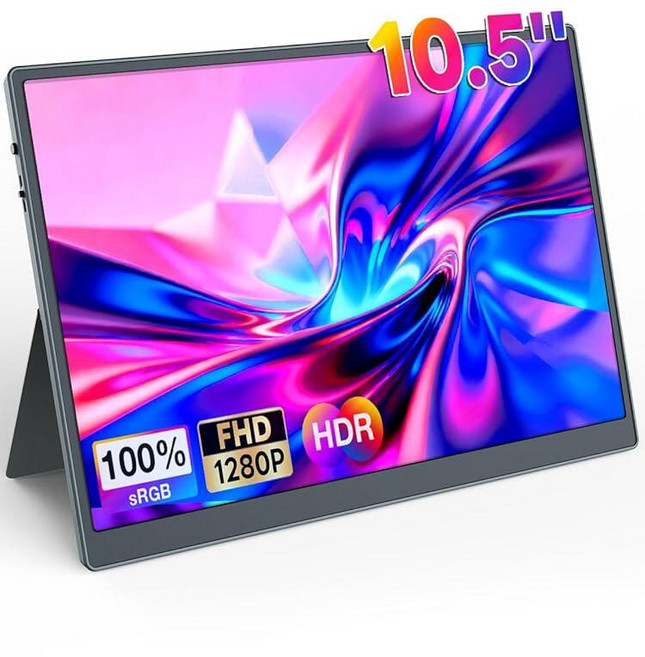 147161 Yattberak 스탠드가 있는 휴대용 모니터 10.5인치 울트라 슬림 미니 16:10 FHD 178° 와이드 뷰 1500:1 100% sRGB 아이 케어, 147161 Yattberak 스탠드가 있는 휴대용 모