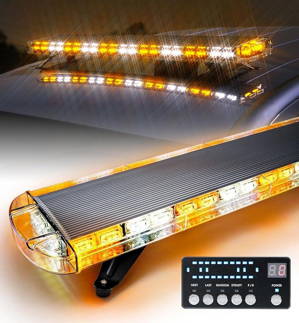 LUMENIX 121.9cm(48인치) LED 루프탑 비상 스트로브 조명 바 조절 가능한 장착 브래킷 포함 건설 차량 법 집행 제설기 견인 트럭용 경고 주의 보안 라이트바