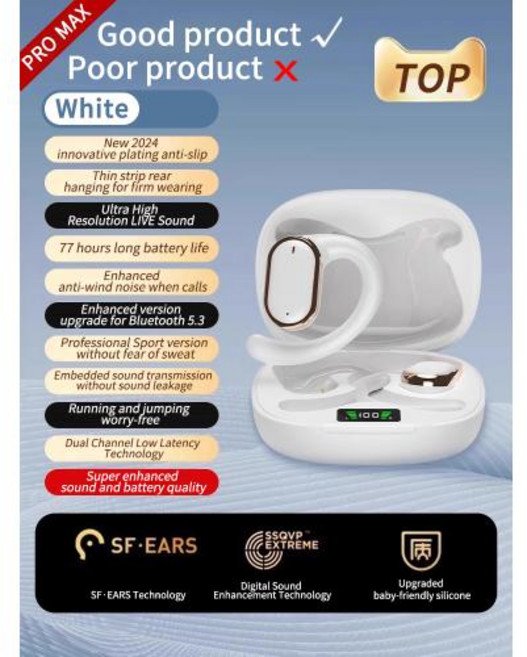 새로운 게임용 무선 블루투스 헤드셋 화웨이용 방수 소음 감소 스포츠 헤드셋 신제품 골전도 이어폰, 5)PRO MAX-White