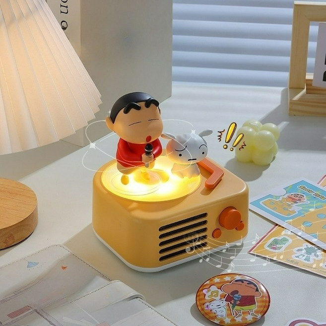 [다모와] 크레용 신짱 스피커 공식 정품 노래하는 짱구 조명 블루투스스피커, A