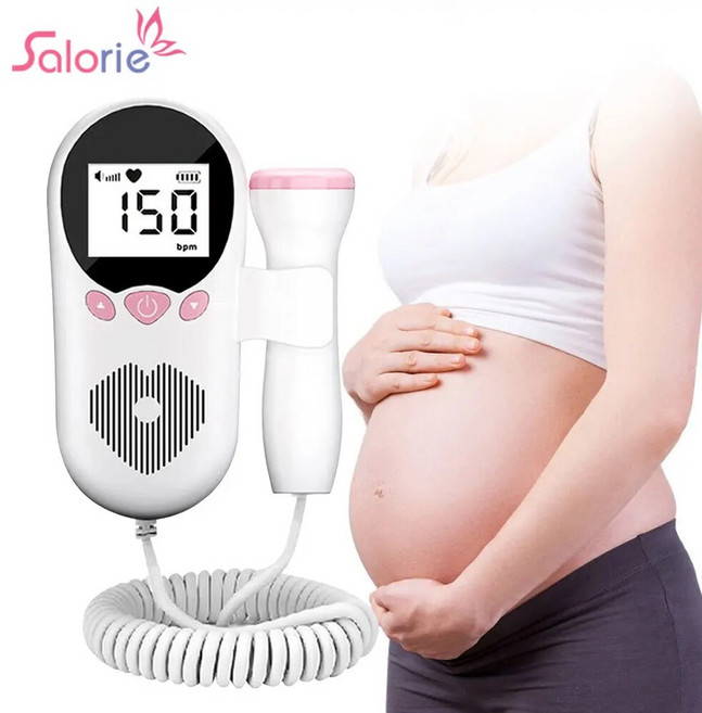 태아심음측정기 태아도플러 초음파 심박수 모니터 출산 임신 소리 감지기 LCD 없음 30MHz, 1개