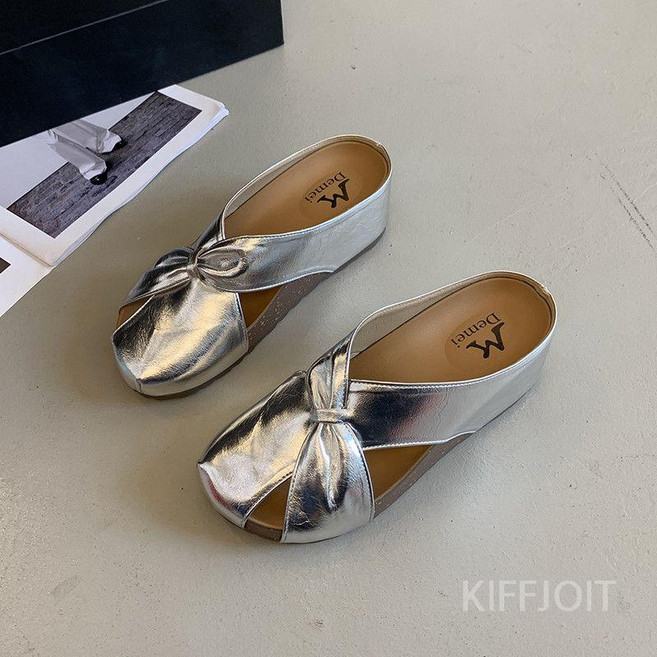 KIFFJOIT 실버 플랫폼 슬리퍼, 230