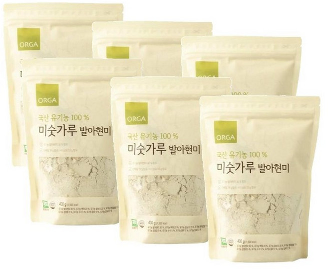 올가 국산 유기농 100% 미숫가루 발아현미, 6개, 400g