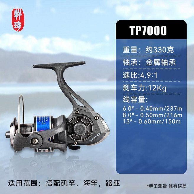 TP5000 紡車輪 左右手互換 耐用高效, 騎兵7000,帶3號尼龍線, 騎兵7000, 帶3號尼龍線