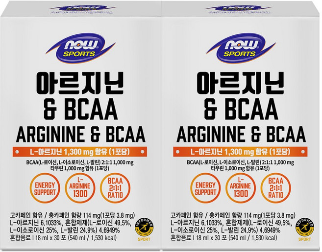 나우푸드 아르지닌 & BCAA 자몽맛 30포 2박스 2개월분 / 아르기닌, 540ml, 2개