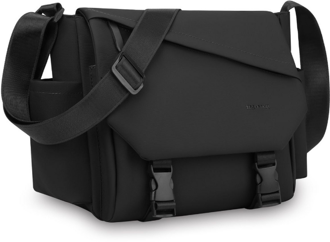 新款男士加厚耐用出差單肩斜挎大容量郵差包防水, 黑色