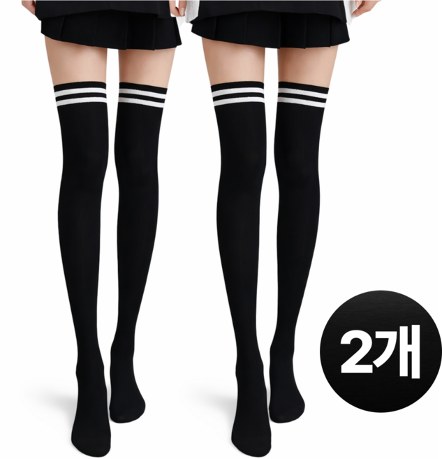 로라쉐 슬림핏 오버 니 삭스 패션 골프 양말 1+1 사계절