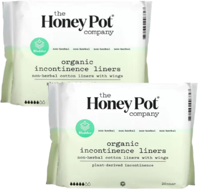 The Honey Pot Company 허브 성분 무함유 면 라이너 날개 포함 유기농 요실금 라이너 20개입 2 SET, 1개 - 쿠팡
