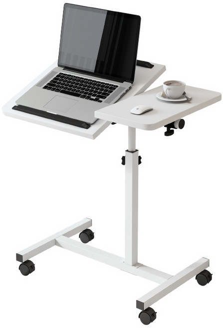 각도조절 높이조절 이동식 사이드 테이블 노트북 마우스 분리형 침대 책상, 화이트