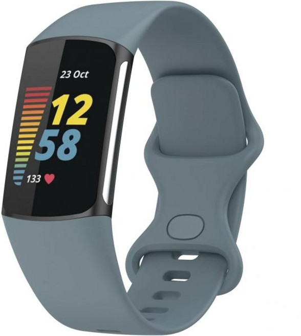 Fitbit Charge 5 시계 밴드와 호환되며 조절 가능한 스포츠 실리콘 교체 밴드 스트랩 손목 팔찌가 Advanced 피트니스 및 건강 트래커에 적합합니다, 1-Steel blue, Large