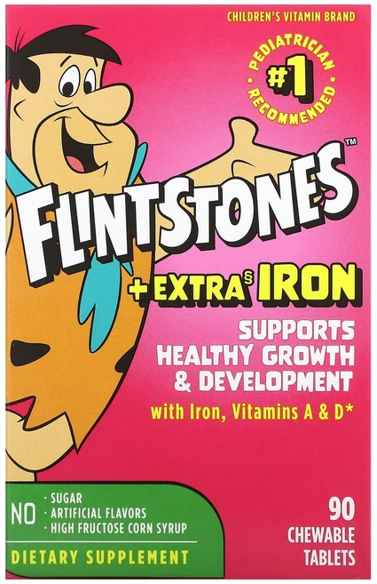 Flintstones 어린이용 종합비타민 철분 추가 함유 츄어블 정 90정, Flintstones 어린이용 종합비..., 1개 - 쿠팡