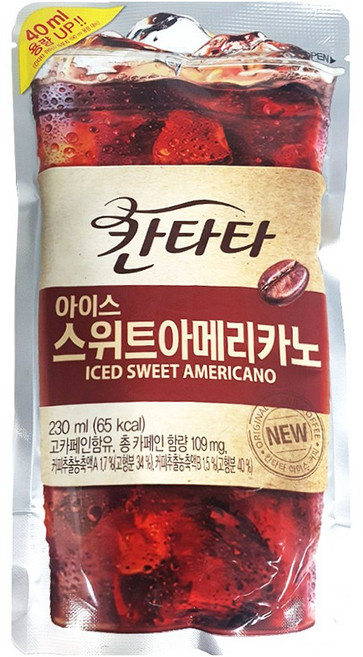 칸타타 아이스 스위트아메리카노 제로 230ml 파우치 50입, 단일, 50개