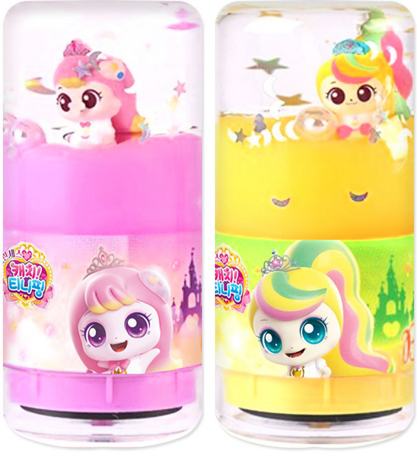 프린세스 캐치티니핑 워터볼 토이스탬프 2종 세트, 1세트, 아름+뽀니