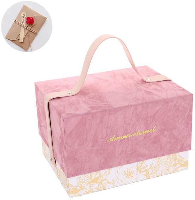 VITALO 프리미엄 핸들 기프트박스 고급 답례품 선물상자 포장박스 선물케이스 (감사카드 지급), 1개, VTL_PK(핑크)