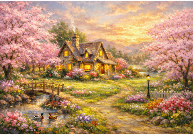 1000피스 직소퍼즐 봄의 향기로 물든 정원, 퍼즐갤러리, 애드원