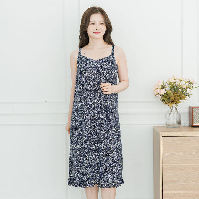 아킵 끈 프릴 원피스 데일리 홈웨어 냉감 잠옷