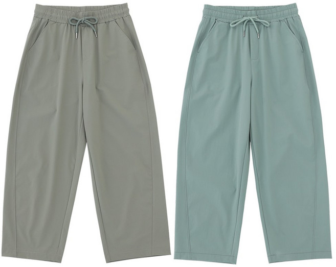 비비진 여성용 편안한 배기핏 와이드 여름 쿨스판 엄마바지 8부 밴딩팬츠 1+1