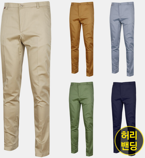 남자 허리 밴드 고급 스판 면바지 TD221 중년 봄 여름