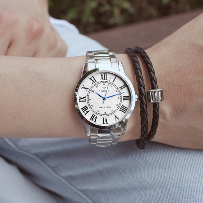 탠디 TANDY 클래식 커플 메탈 손목시계 T-3714 남자 화이트(탠디 쇼핑백 증정)