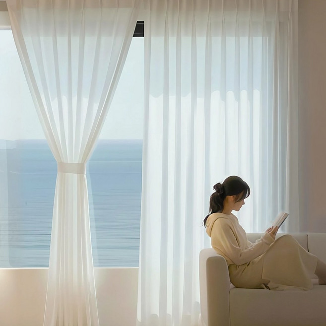 루비코코 형상기억 쉬폰 거실 안방 비침없는 나비주름 차르르 커튼