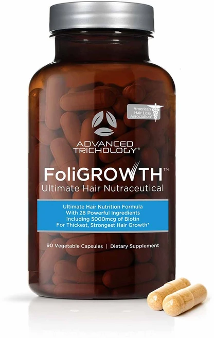 FoliGROWTH 모발 성장 활력 보조제 탈모 두꺼운 모발 위한 비오틴 종합영양제, 90정, 1개 - 쿠팡