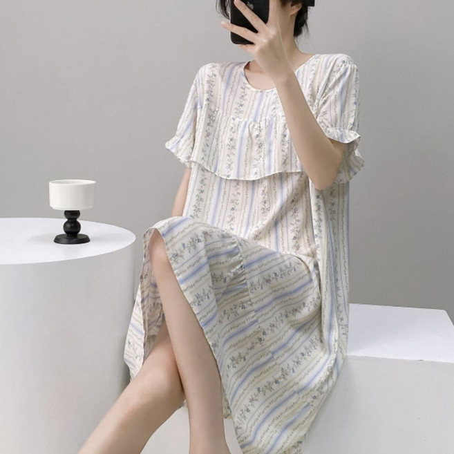 오제브 비스코스 홈웨어 파자마 원피스 잠옷