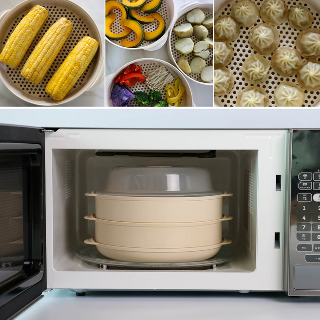 국내생산 NEW 이로홈 전자레인지 찜기 스팀 2단세트 만능찜기 레인지용 계란찜 전자렌지 용기, 1개, 상세페이지 참조