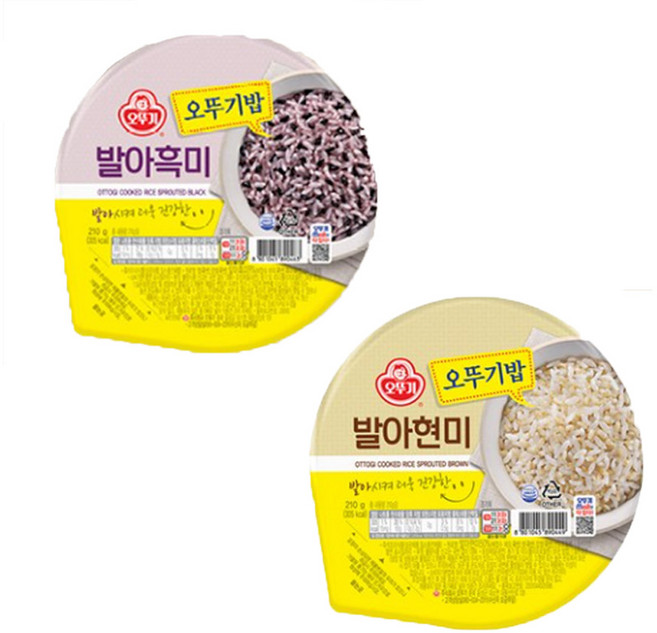 오뚜기 발아현미 6개 + 발아흑미 6개 즉석밥, 12개, 210g