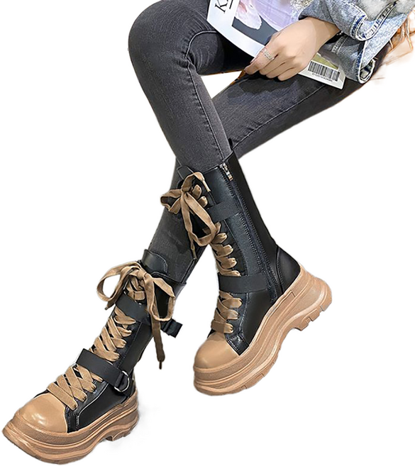 셀럽당 겨울 코튼 워커 여 밑바탕이 두텁다 복고풍 통기 슬림 부츠 미들부츠