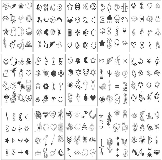 르디아망 반영구 미니 문신 귀여운 패션 타투 스티커 셀프 헤나 236P, 236종, 1세트, 블루
