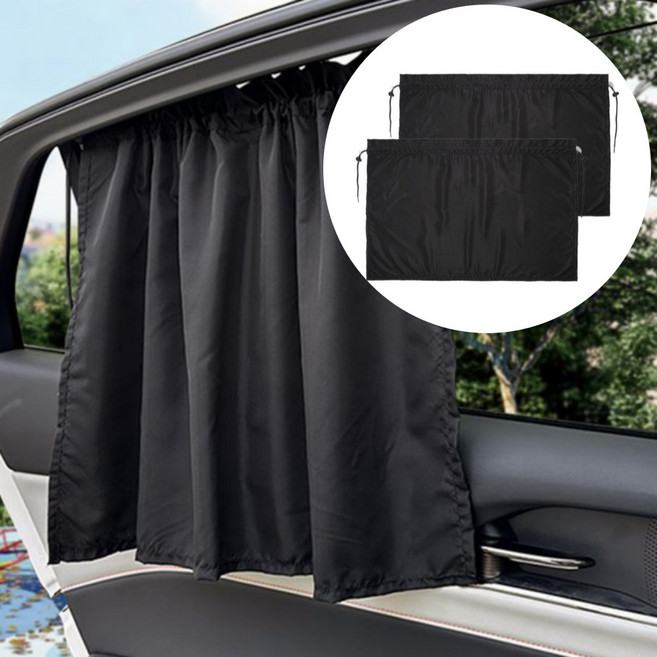 루미카 자동차 옆유리 햇빛 커튼 가리개, 2개, 블랙