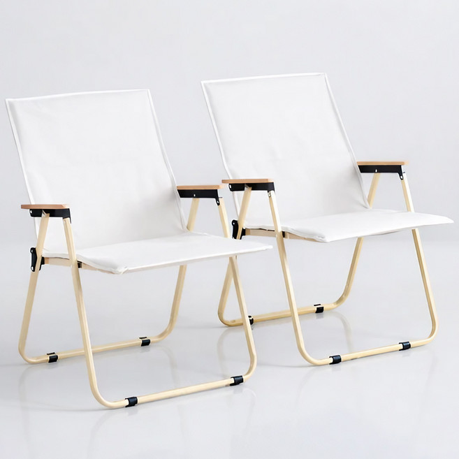 캠프텐버 고급형 튼튼한 접이식 캠핑의자, 2개, 아이보리