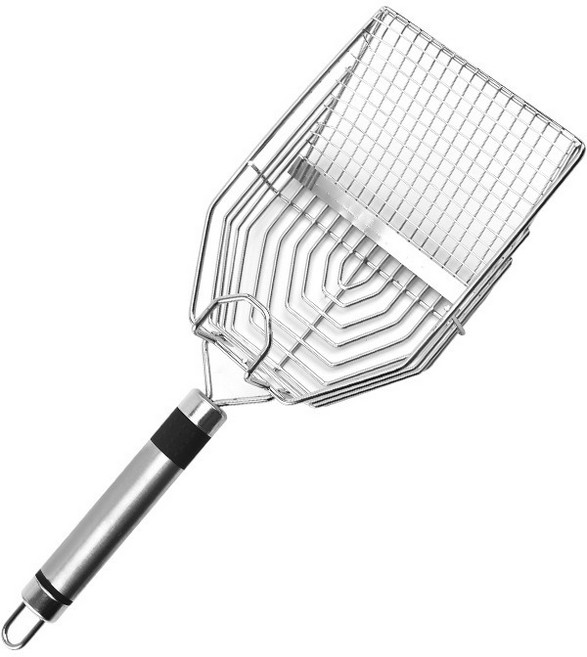 스테인리스 스틸 고양이 모래삽 앞뒤 이중망 빠른 체질 두부모래 벤토나이트 겸용, 1개, 실버