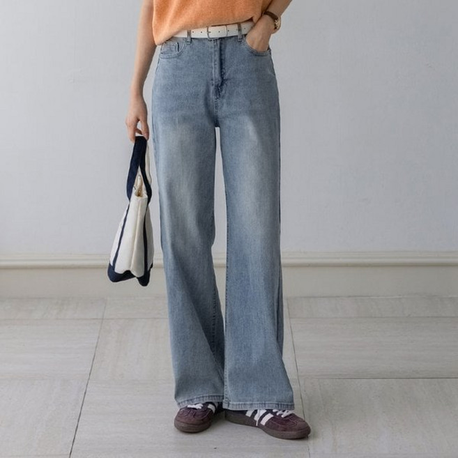 시크폭스 여성용 롱/숏 미셀 워싱 세미와이드 데님 팬츠 52DP641