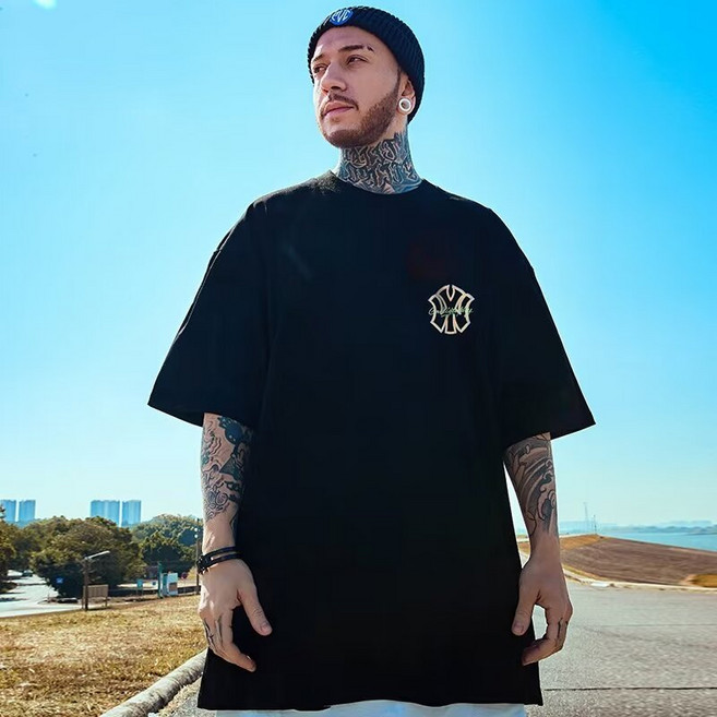 歐北潮流 M-8XL 棉質落肩款五分袖 潮牌衣服 大尺碼上衣 短袖t恤 93-97