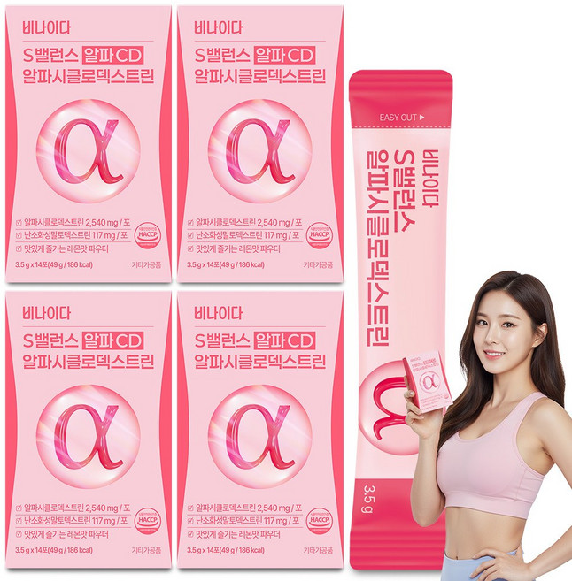 비나이다 S밸런스 알파CD 분말 식약청인증 다이어트 알파시클로덱스트린 난소화말성덱스트린, 4개, 49g