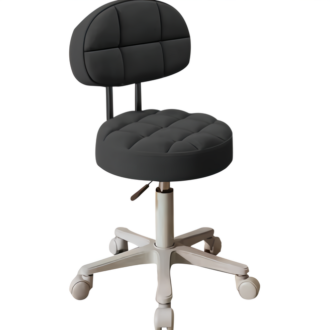 升降矮凳 吧檯椅 附滑輪 格子靠背設計, 1件, 【格子靠背】升降椅, 黑