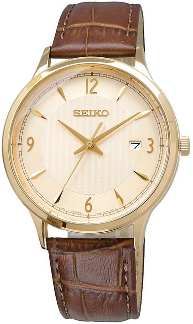 세이코 SEIKO 쿼츠 아날로그 남성용 손목 가죽밴드 시계 SGEH86P1
