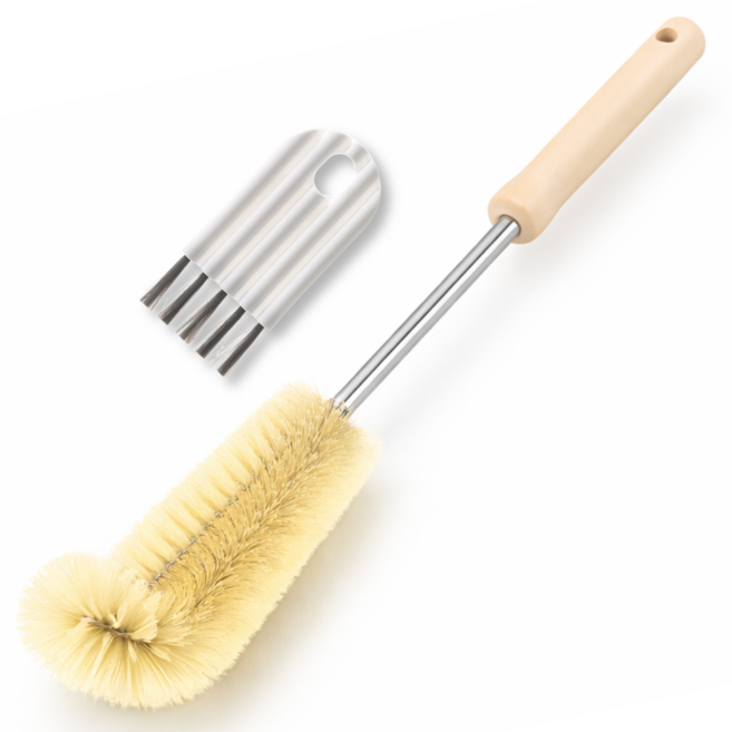 아마폴라 텀블러세척솔 젖병세척솔 긴 물병 청소 브러쉬, 1세트, 내츄럴베이지