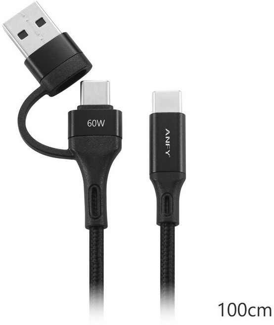 ANFY USB 4.0 Type-C 240W 5A 快充傳輸線 筆電充電 Thunderbolt 4 150cm, 1個, USB 2.0 60瓦 100公分, 100cm