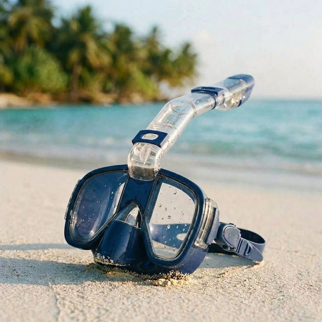 마린웨이브 하프 페이스 스노클링 마스크 프리다이빙 스쿠버다이빙 센터스노클 수경, 딥네이비