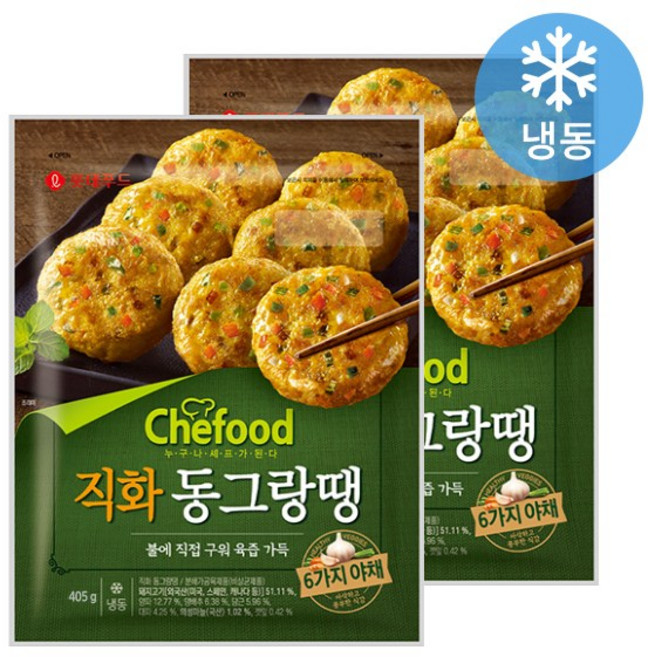 롯데 쉐푸드 직화 동그랑땡 405g /반찬 명절음식 제사음식 전 완자, 2개