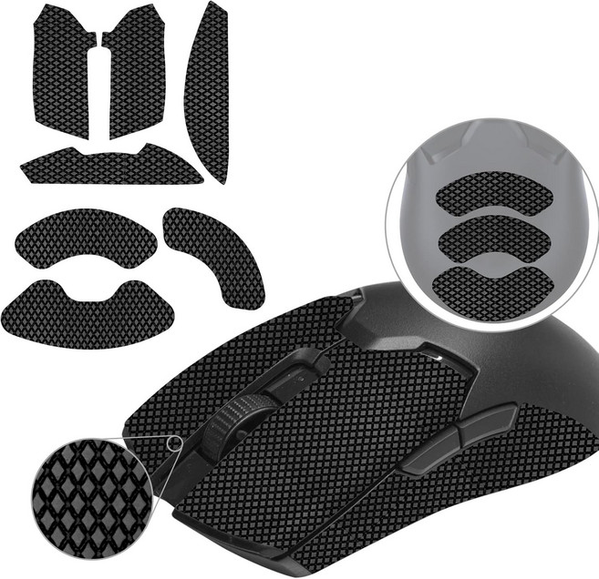 마우스 미끄럼 방지 그립 테이프 Razer DeathAdder V3 Pro 게이밍 호환 손바닥 땀 흡수 얇은 0.5mm 맞춤형 절단 간편한 부착 스킨 핑크, For Viper V2 Pro Hyperspeed, Black