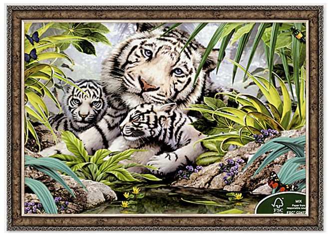 1000피스 직소퍼즐 숲속의 행복한 백호 가족 (액자선택) PL1280, 1개, 퍼즐+엔틱실버 직소퍼즐액자포함