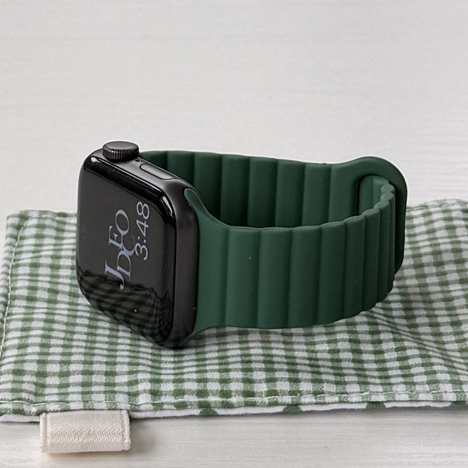 애플워치 호환 마그네틱 소프트 실리콘 스트랩 밴드, 1개, 그린