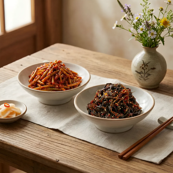 맛있는 마늘쫑 무침500g+고들빼기 무침500g 가정식 반찬, 500g, 2개