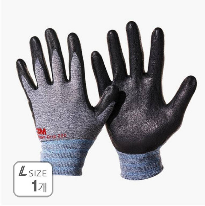 쓰리엠 슈퍼그립 200 코팅작업장갑 L, 회색, 1개