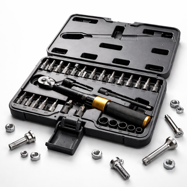 썬키 토크렌치세트 STW-14S 26PCS 자전거 오토바이 정비용 1/4 5-25Nm, 썬키 토크렌치세트 STW-14S 26PCS 자전거 오토